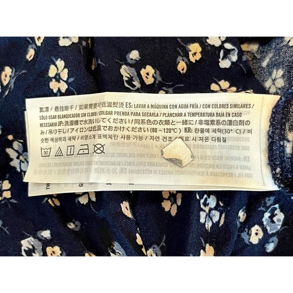 Hollister California Women Ditsy Print Romper Front Knot Back Keyhole Blue SZ S - Picture 10 of 11